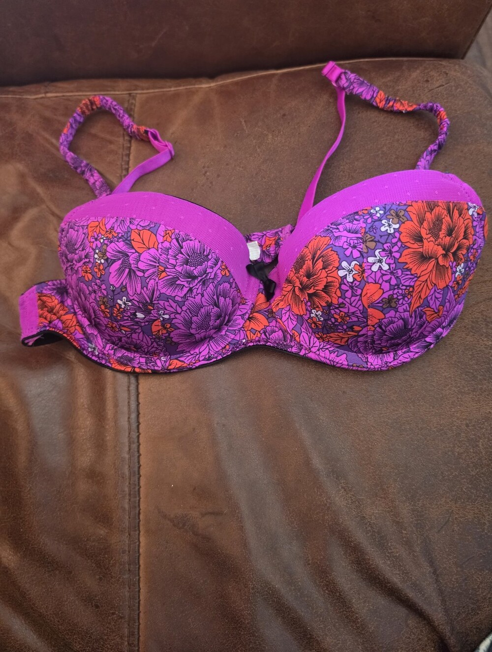 Gilligan & O'Malley Pink and Red Floral Underwire Bra